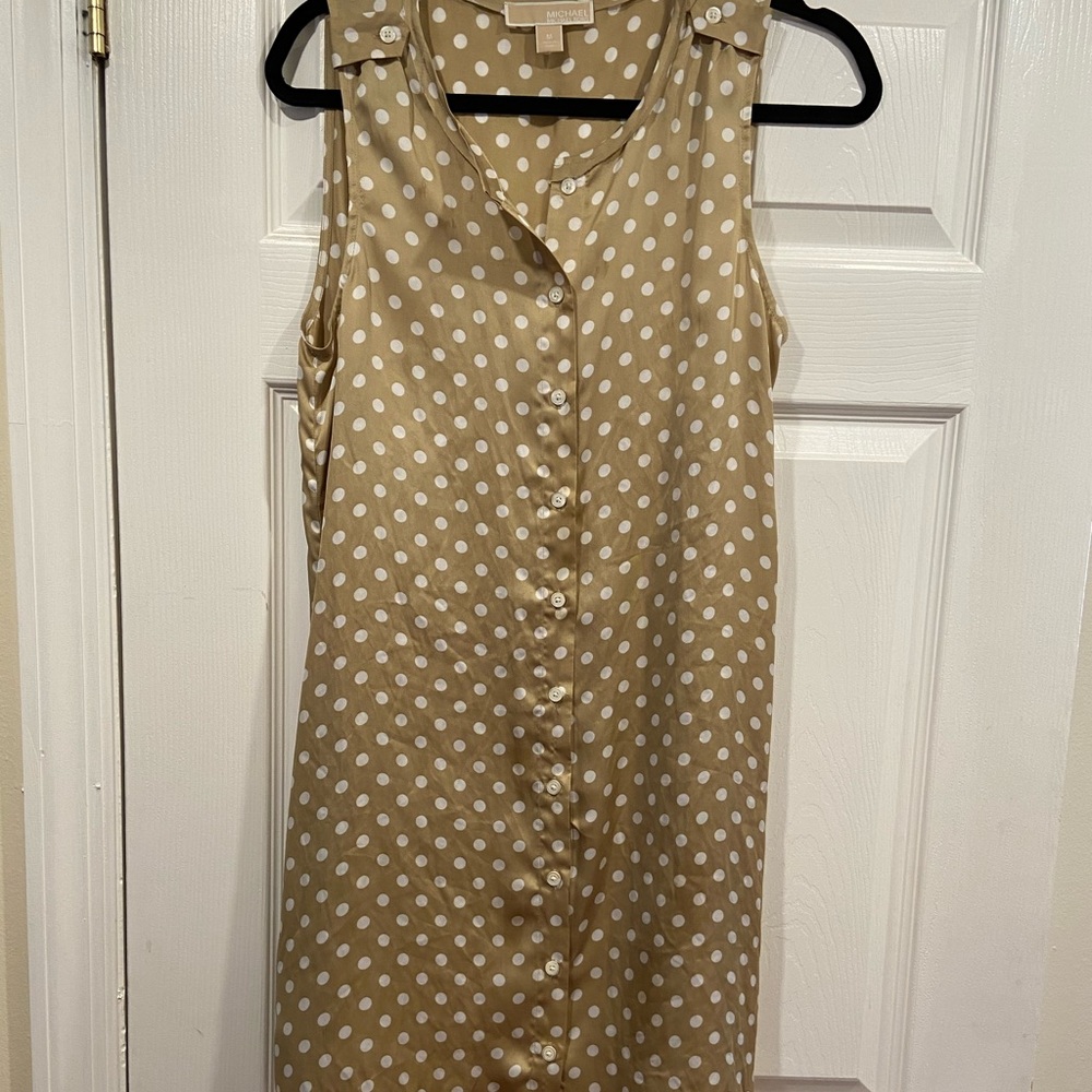 Michael Kors Midi Polka Dot Button Up Dress